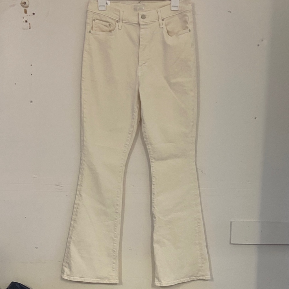 MOTHER Cream Wide Leg Jeans